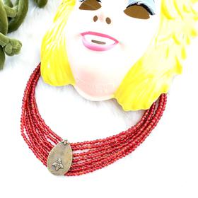 Red Glass Bead Statement Necklace