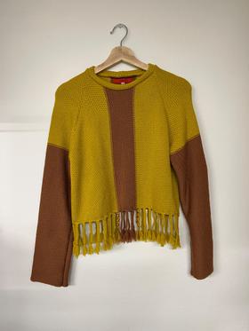 Striped Tassel Knit Sweater -M