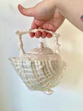 Iridescent Ceramic Sea Shell Tea Pot