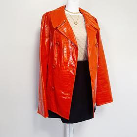 Vintage Y2K Orange Faux Leather Jacket