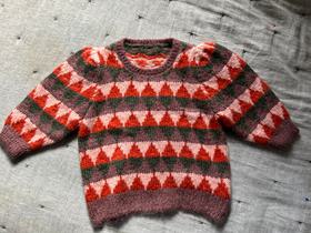 Deco print Puff sleeve crop sweater