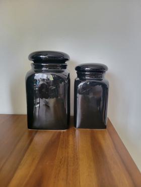 Stoneware noir canisters