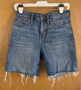 High-Rise Denim Mid-Length Shorts