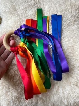 Rainbow Ribbon Wooden Ring Toy