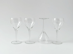 Etched Crystal Wine Glass Set