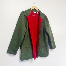 90s Olive Green and Red Cargo Jacket