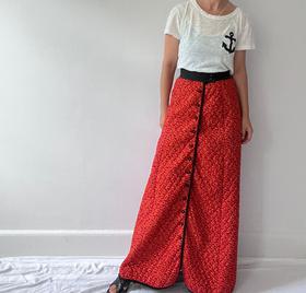 1970s ditsy floral quilted maxi skirt