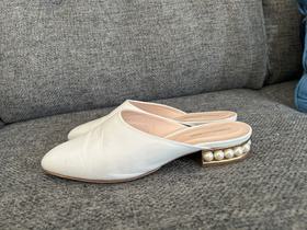 Leather mules gold Pearl heel