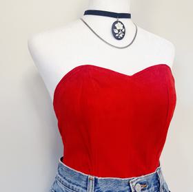 Vintage 90s Red Suede Bustier Tube Top