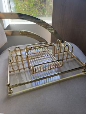 60s Lucite and Brass Organizer Tray