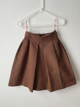 Checkered plaid wool skirt