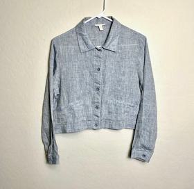 organic linen button front jacket
