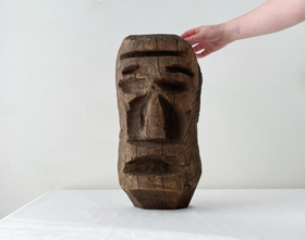 Abstract Wooden Face Sculpture