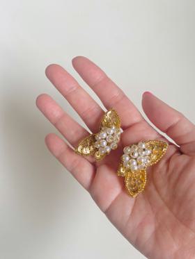 Handmade beaded butterfly wing earrings