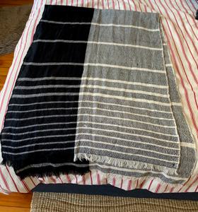 black and white wool blanket shawl