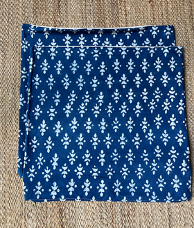 Set of 2 - Royal Blue Blockprint Pillow