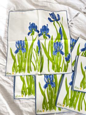 Iris floral napkin set of 8 deadstock