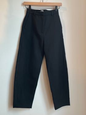 Black Cotton Twisted Seam Trousers