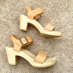 Two Strap High Heel Clog in Naked