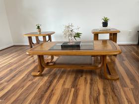 Vintage mid century table sets -3 oak