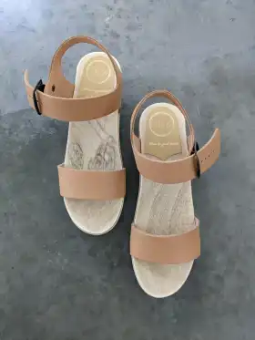 Two strap clog on mid heel