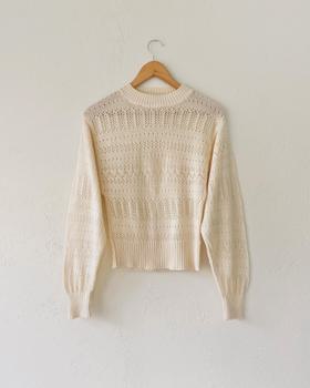 Cream pointelle knit sweater