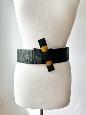 wide snakeskin belt with beaded detail