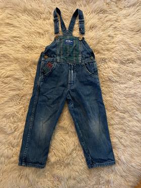 Patch Plaid Dungarees