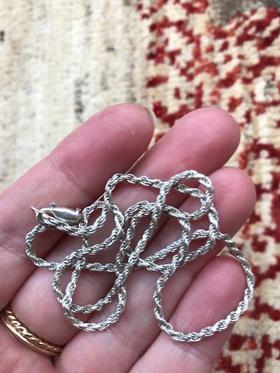 Sterling Silver Rope Chain Necklace 16"