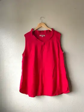 Red linen flax top