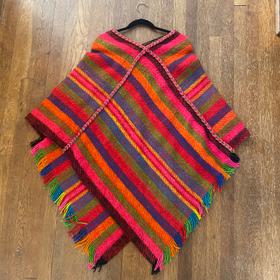Multi-colored wool poncho