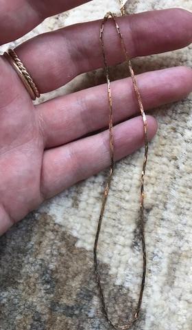 Thin Herringbone necklace  14k gold 17"