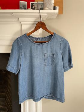 Chambray button top