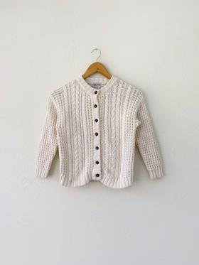 80s cream cable knit cardigan