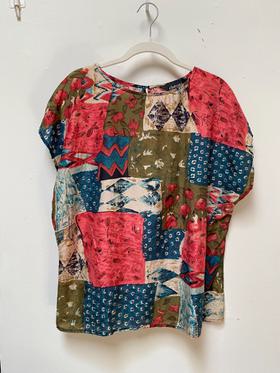 silk patchwork patterned top
