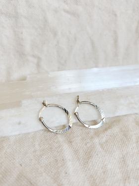 Etched Silver Hoops