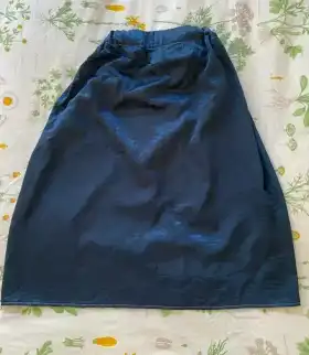 Contrasting Stitch Silky Blue Skirt