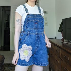 Flower Quilt Patch Overalls