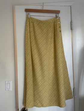 Yellow checkered maxi skirt