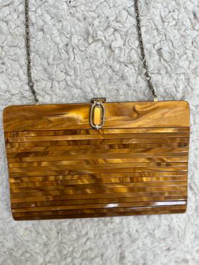 Amber Lucite slatted purse