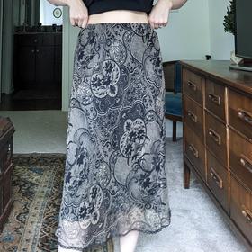 Silk Lace Effect Midi Skirt