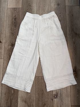 White cotton wide leg pant