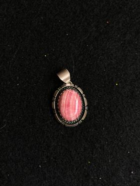 Pink stone silver pendant