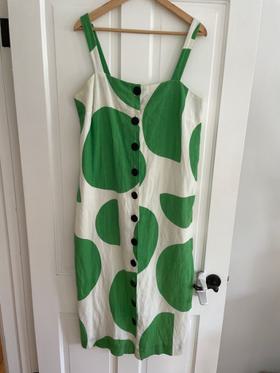 Linen Green and White Dress