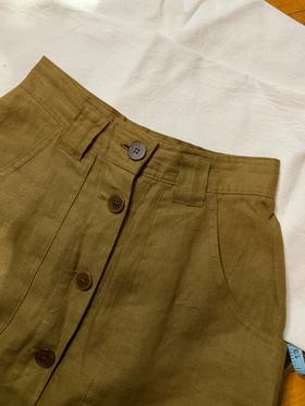 Olive green linen skirt