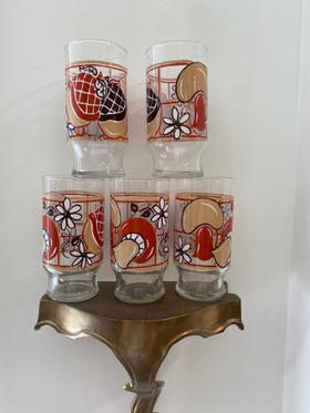 Set of five vintage mushroom glasses