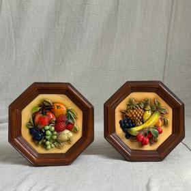 Vintage Pair of Fruit Wall Plaques