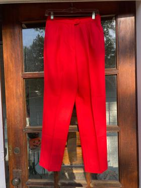 High Waisted Red Pleated Pants