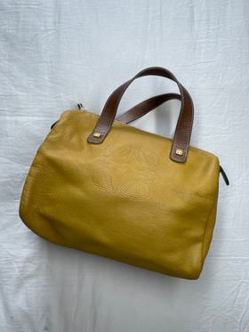 LOEWE Mustard Yellow Leather Bowling Bag