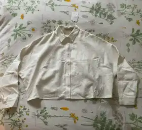 3/4 Sleeve Cropped Shirt Jacket